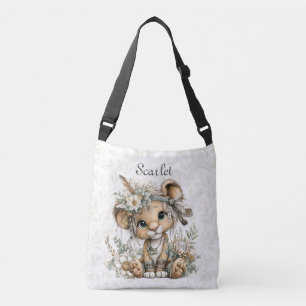 Bolso Cruzado León floral adorable acuarela