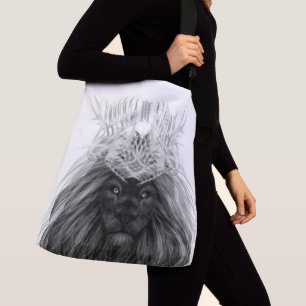 Bolso Cruzado León negro con corona y monograma
