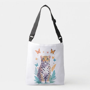 Bolso Cruzado Leopardo Vector Mariposa Adorable Fun Animal