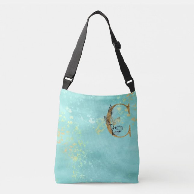 Bolso Cruzado *~* LETRA C -Monograma Purpurina dorado azul turqu (Anverso)