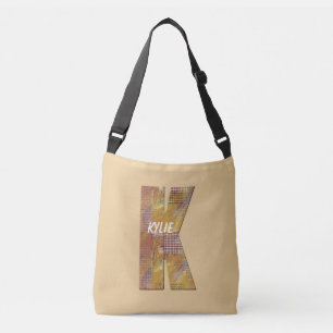 Bolso Cruzado Letra de patrón de trama de trama de mosaico de pa