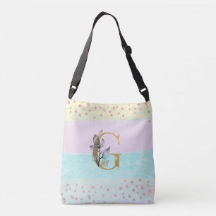 Bolso Cruzado *~ LETRA G Monograma Purpurina de oro Colores Past