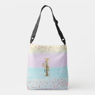 Bolso Cruzado *~ LETRA I - Colores Pastel Purpurina de oro Monog