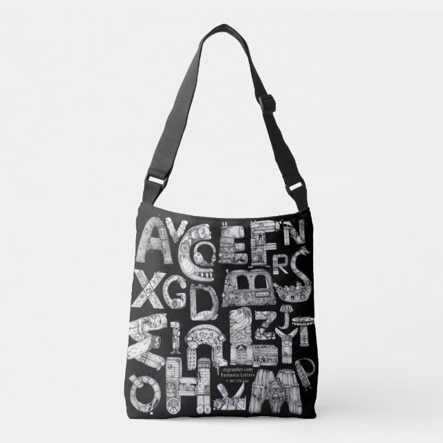 Bolso Cruzado Letras fantásticas Crossbody negro (Anverso)