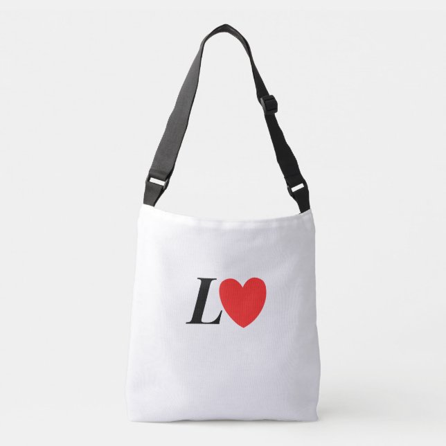 Bolso Cruzado Letter L Heart - Valentine Initial Love Design (Anverso)