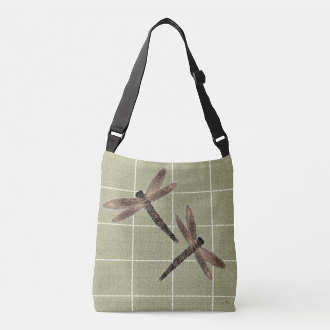 Bolso Cruzado Libélulas de tonos terrosos (Anverso)