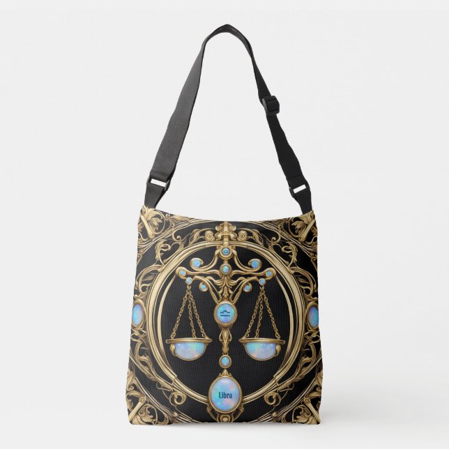 Bolso Cruzado Libra Scales, Opal y Zodiac Personalizado Gold (Anverso)