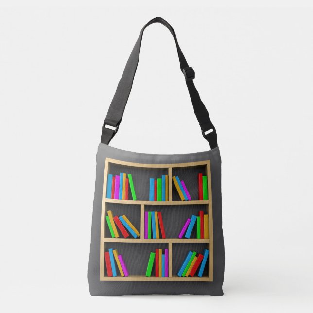 Bolso Cruzado Librería de madera en 3D (Anverso)