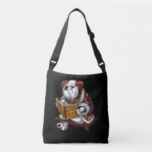 Bolso Cruzado Libro de Bulldog inglés leyendo a perro Mascota gr