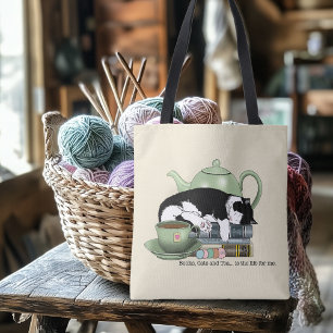 Bolso Cruzado Libros Acogedores Gato Esmoquin Té Tetera Verde Li
