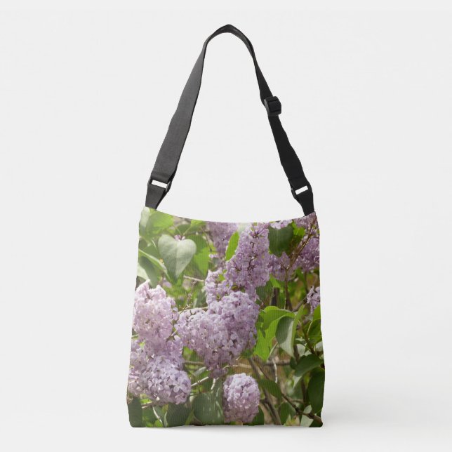 Bolso Cruzado Lilac Bush hermosas flores de primavera morada (Anverso)
