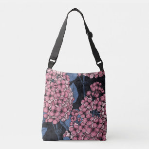 Bolso Cruzado Lílago rosado sobre azul oscuro