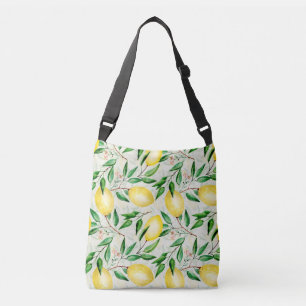 Bolso Cruzado Limones acuarelas, patrón de fruta sin costura.