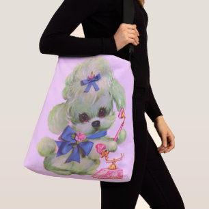 Bolso Cruzado lindo caniche con teléfono rosa