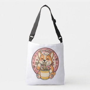 Bolso Cruzado Lindo Corgi Comiendo Ramen Kawaii Fideos Japoneses