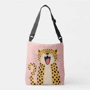 Bolso Cruzado Lindo Feliz Sonriendo Leopardo Salvaje de Dibujos