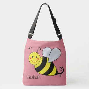Bolso Cruzado Lindo manosee la abeja en el rosa personalizado
