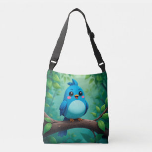 Bolso Cruzado Lindo Pájaro Azul de Dibujos Animados