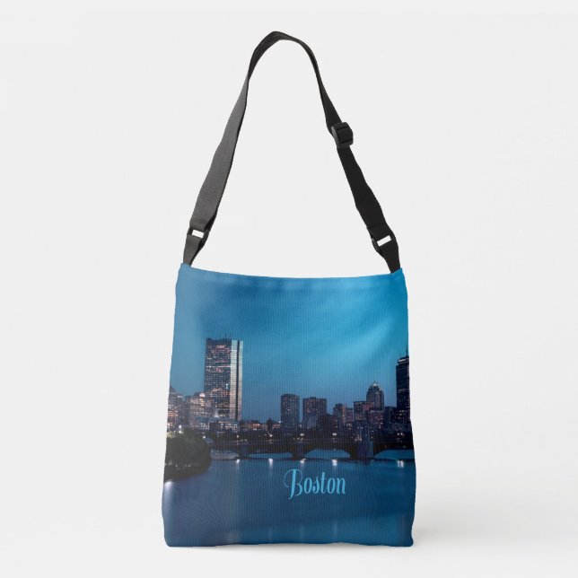 Bolso Cruzado Línea aérea de Boston Massachusetts City Skyline (Reverso)