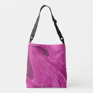 Bolso Cruzado Líneas curvadas de seda abstractas en rosa