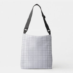 Bolso Cruzado Líneas de cuadrícula grises, modernas, sencillas,