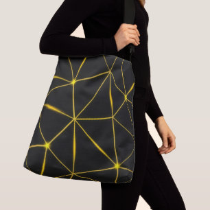 Bolso Cruzado Líneas de oro de triángulos negros geométricos