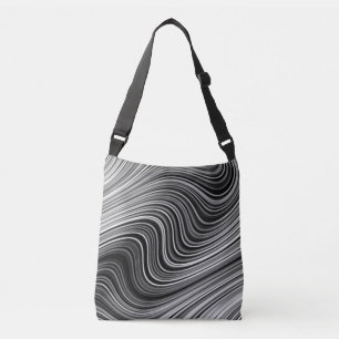 Bolso Cruzado Líneas modernas de curvado gris plateado blanco ne