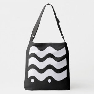 Bolso Cruzado Líneas onduladas Diseño blanco y negro