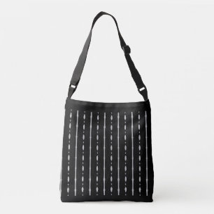 Bolso Cruzado Líneas verticales elegantes de negro y plata
