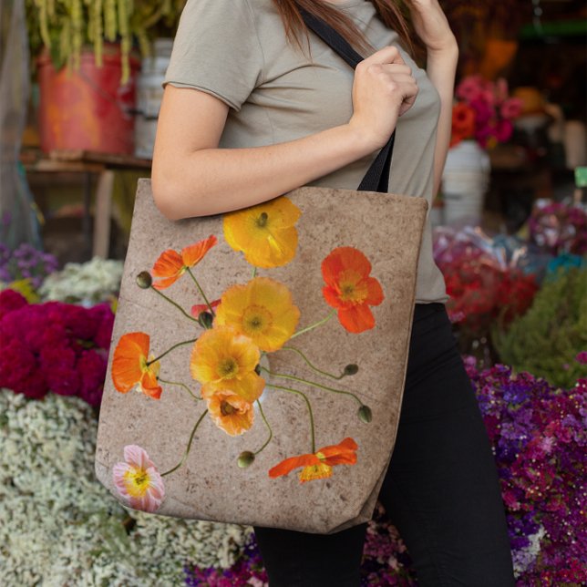 Bolso Cruzado Linen Look Stylish Birthday Poppy Tote (Linen look poppy bag)