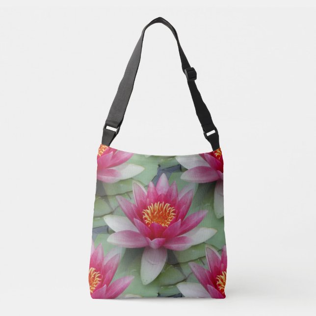 Bolso Cruzado Lirio de agua de Lotus rosa (Anverso)