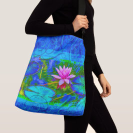 Bolso Cruzado Lirio de agua rosado en una charca del azul de