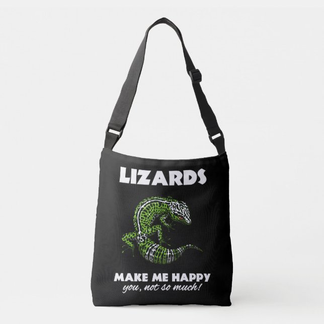 Bolso Cruzado Lizards Me Hacen Feliz Reptil Gecko Cute (Anverso)