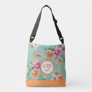 Bolso Cruzado Llevar tu nombre en flores: Tote floral con monólo