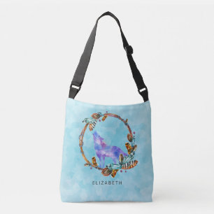 Bolso Cruzado Lobo acuarela con Personalizado de guirnalda estil