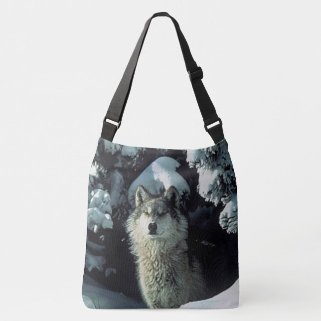 Bolso Cruzado Lobo en nieve (Anverso)