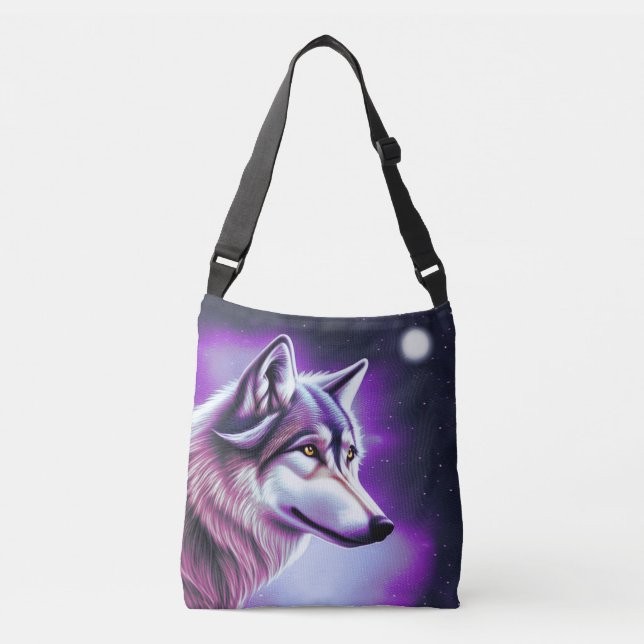 Bolso Cruzado Lobo místico nocturno (Anverso)