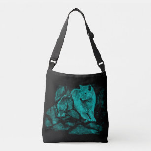 Bolso Cruzado Lobo y cuervo en la noche