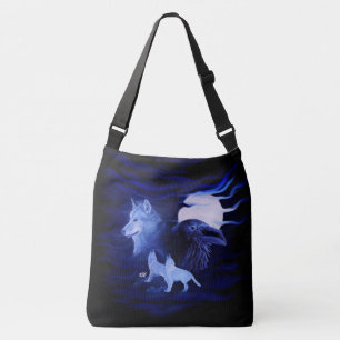 Bolso Cruzado Lobos y cuervo con la Luna Llena