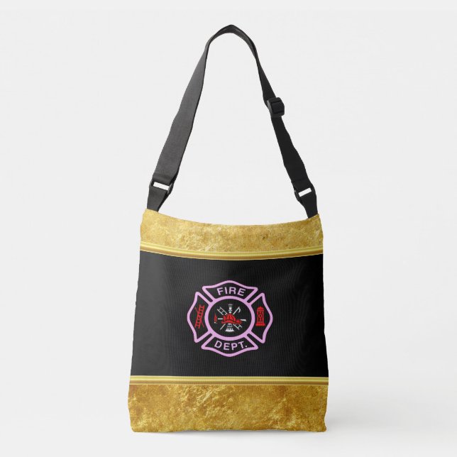 Bolso Cruzado Logo del Departamento de Bomberos Insignia Negra y (Anverso)