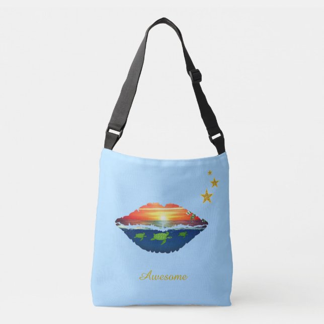 Bolso Cruzado Los labios, estrellas y caligrafía del amanecer oc (Anverso)