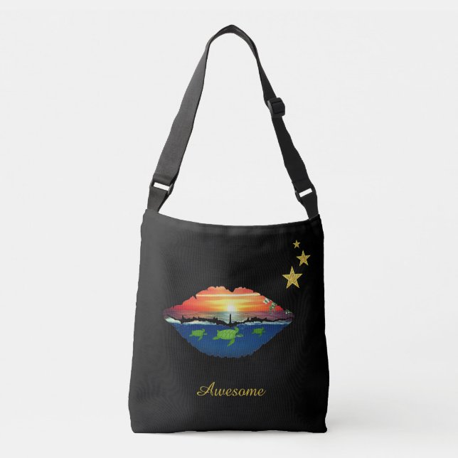 Bolso Cruzado Los labios, las estrellas y la caligrafía del aman (Anverso)