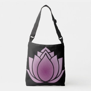 Bolso Cruzado Loto rojo-violeta sobre negro