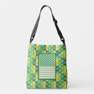 BOLSO CRUZADO LOVE. EEUU / USA FLAG GREEN COLORS BY MASANSER