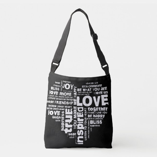 Bolso Cruzado Love Joy Inspiration Words Valentine Day (Anverso)