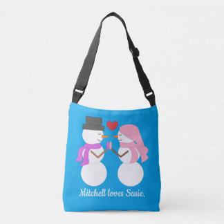 Bolso Cruzado Love & Snowpeople - Azul-verde: Navidad