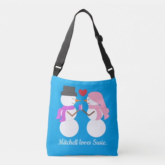 Bolso Cruzado Love & Snowpeople - Blue-green: Christmas (Anverso)