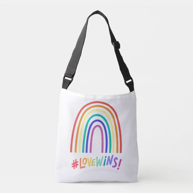 Bolso Cruzado Love Wins Fun Rainbow Text bag (Anverso)