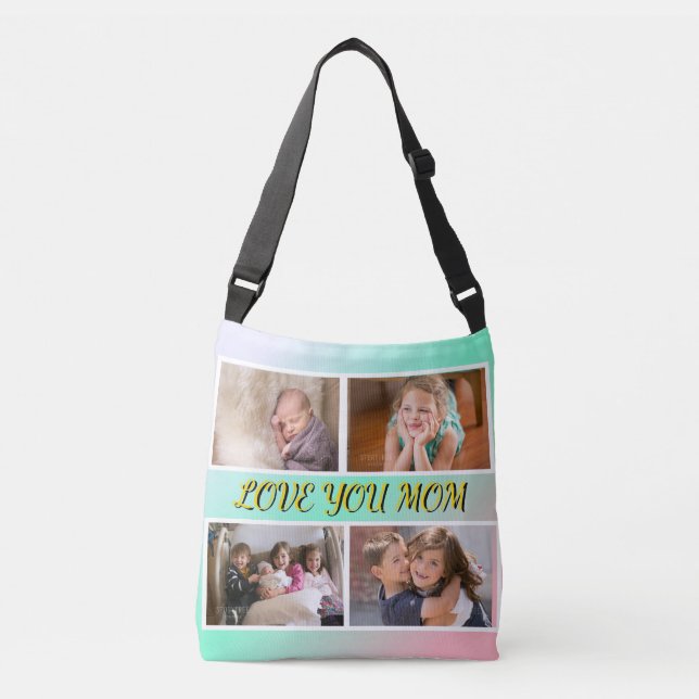 Bolso Cruzado Love You Mom 4-Photo Pastel (Anverso)
