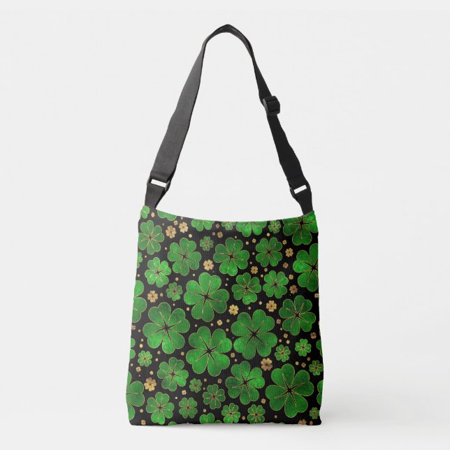 Bolso Cruzado Lucky Shamrock Four-Leaf Clover Pattern (Anverso)